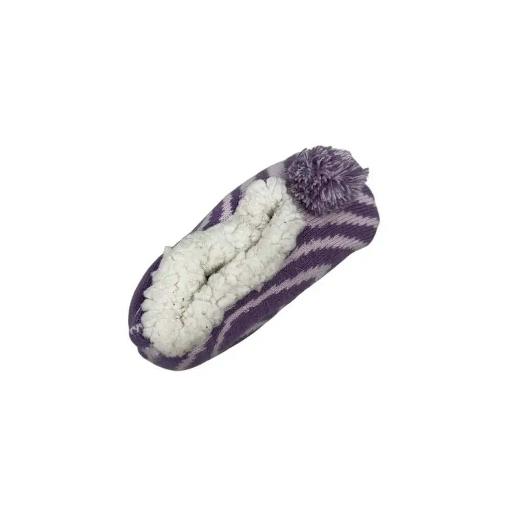 Northeast Outfitters Youth Cozy Cabin Zebra Print Slipper Socks Small Purple